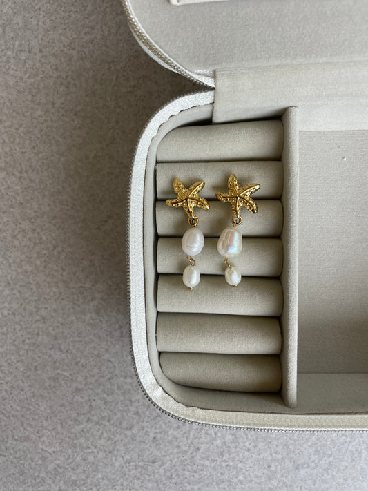 Starfish Pearl Drop Stud