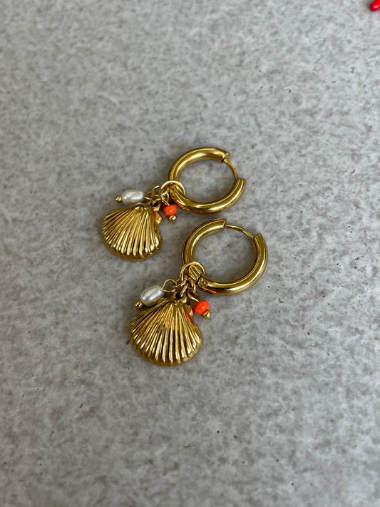 Clam Bead Hoop Earring