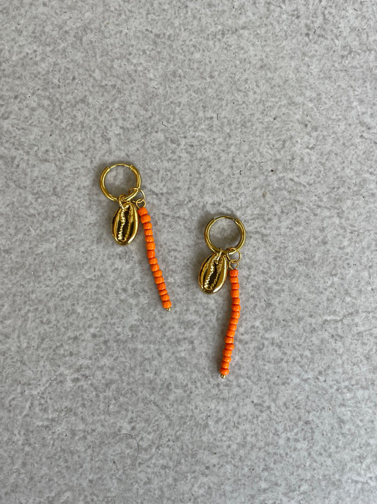 Cowrie Bead Hoop Earring